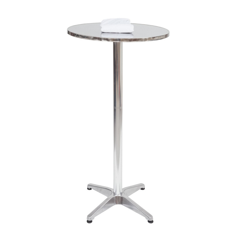 Table mange-debout en aluminium, table de bistro avec housse - blanc