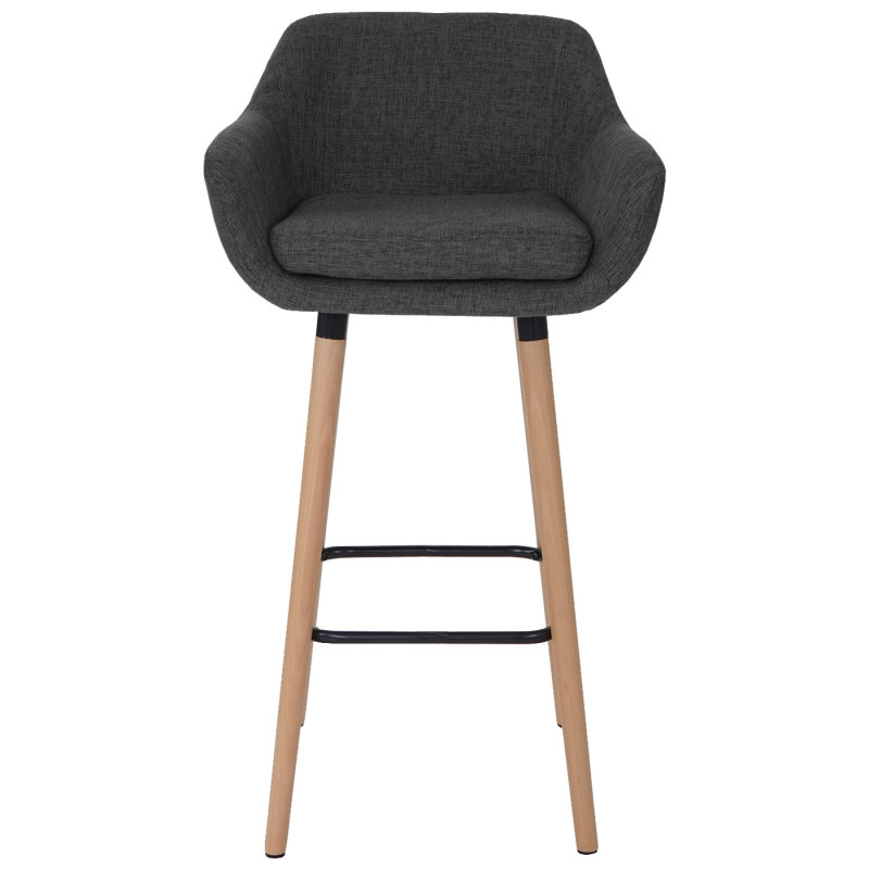 2x tabouret de bar Malmö T381, chaise bar/comptoir avec dossier - tissu, gris foncé