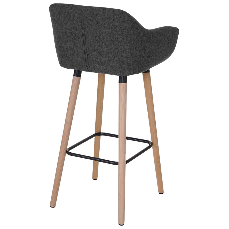 2x tabouret de bar Malmö T381, chaise bar/comptoir avec dossier - tissu, gris foncé