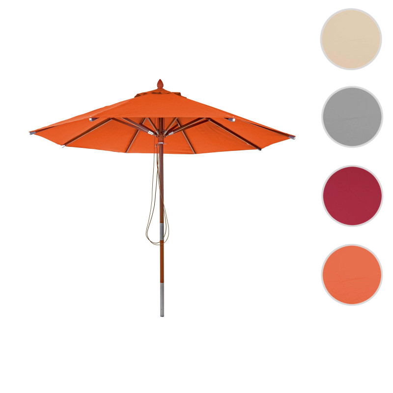 Parasol en bois parasol de jardin, polyester/bois 14kg, corde ronde Ø3m antichoc - anthracite