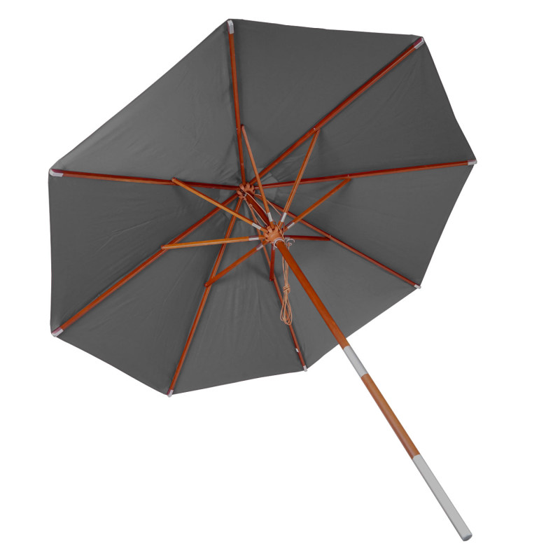 Parasol en bois parasol de jardin, polyester/bois 14kg, corde ronde Ø3m antichoc - anthracite