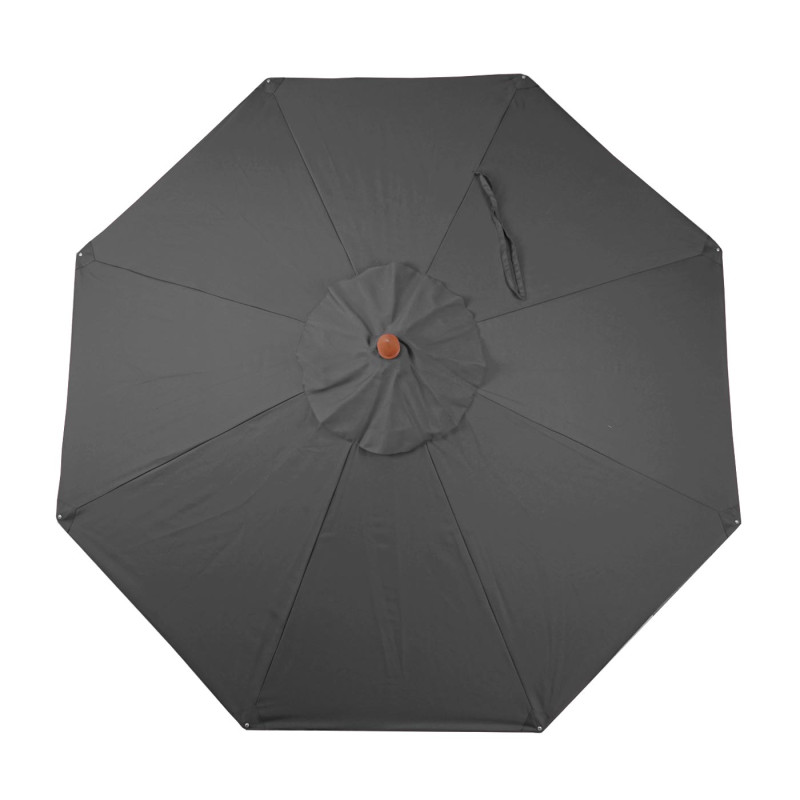 Parasol en bois parasol de jardin, polyester/bois 14kg, corde ronde Ø3m antichoc - anthracite