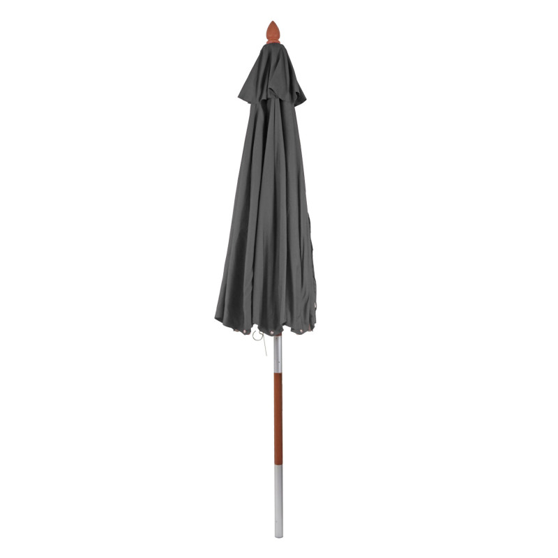 Parasol en bois parasol de jardin, polyester/bois 14kg, corde ronde Ø3m antichoc - anthracite