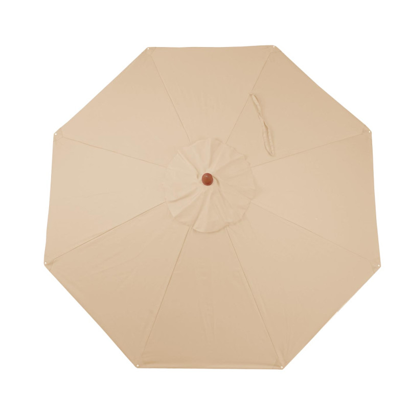 Parasol en bois parasol de jardin, polyester/bois 14kg, corde ronde Ø3m antichocs - crème