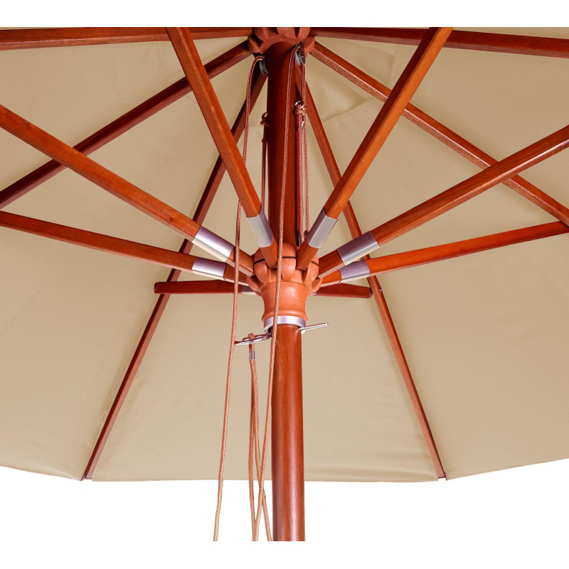 Parasol en bois parasol de jardin, polyester/bois 14kg, corde ronde Ø3m antichocs - crème