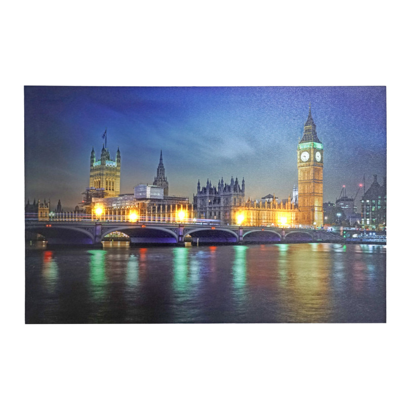 2x tableau LED image avec illumination, toile mural 60x40cm, ponts