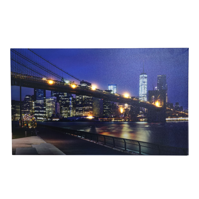 2x tableau LED image avec illumination, toile mural 60x40cm, ponts