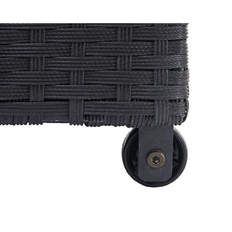 Coffre à coussins en polyrotin, coffre jardin - Premium noir, 51x115x59 cm, 250l