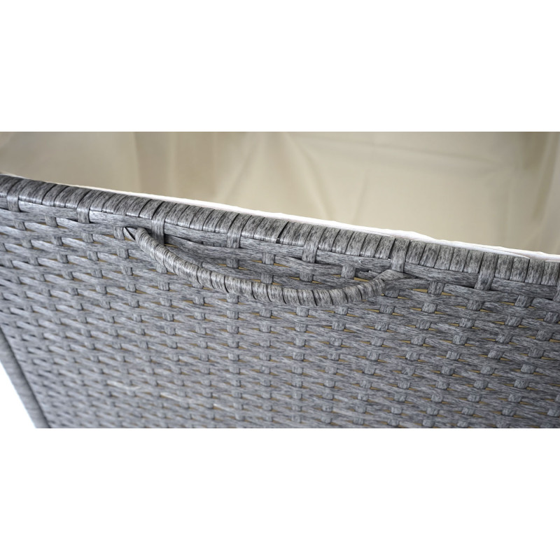 Coffre à coussins en polyrotin, coffre jardin - Premium gris, 51x100x50 cm, 170l