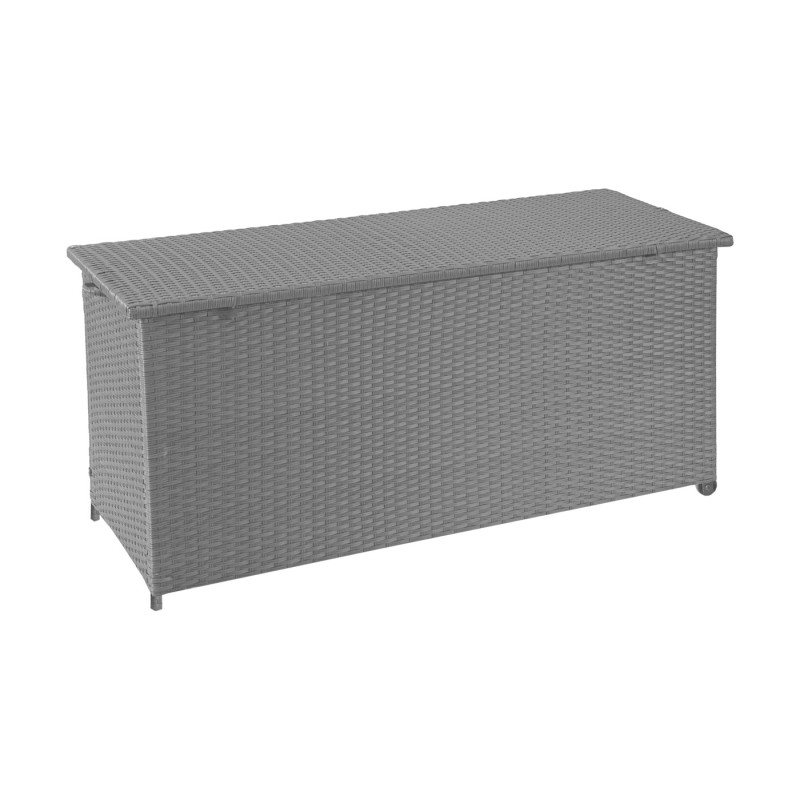 Coffre à coussins en polyrotin, coffre jardin - Premium gris, 63x135x52 cm, 320l