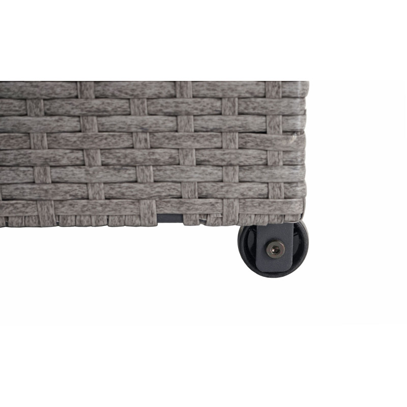 Coffre à coussins en polyrotin, coffre jardin - Premium gris, 63x135x52 cm, 320l