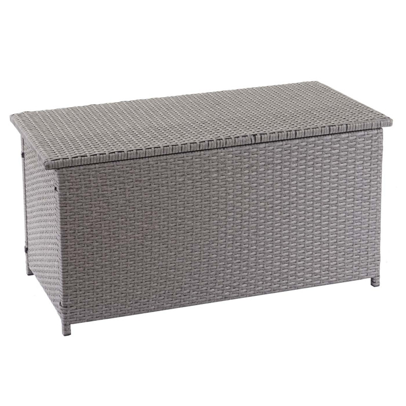 Coffre à coussins en polyrotin, coffre jardin - Basic gris, 63x135x52 cm, 320l