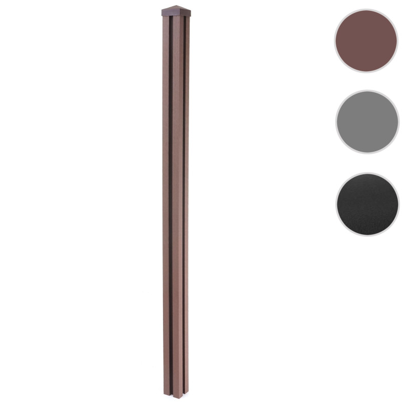 Poteau en WPC pour clôture Sarthe en WPC, pilier, système de connexion 1,88 - marron