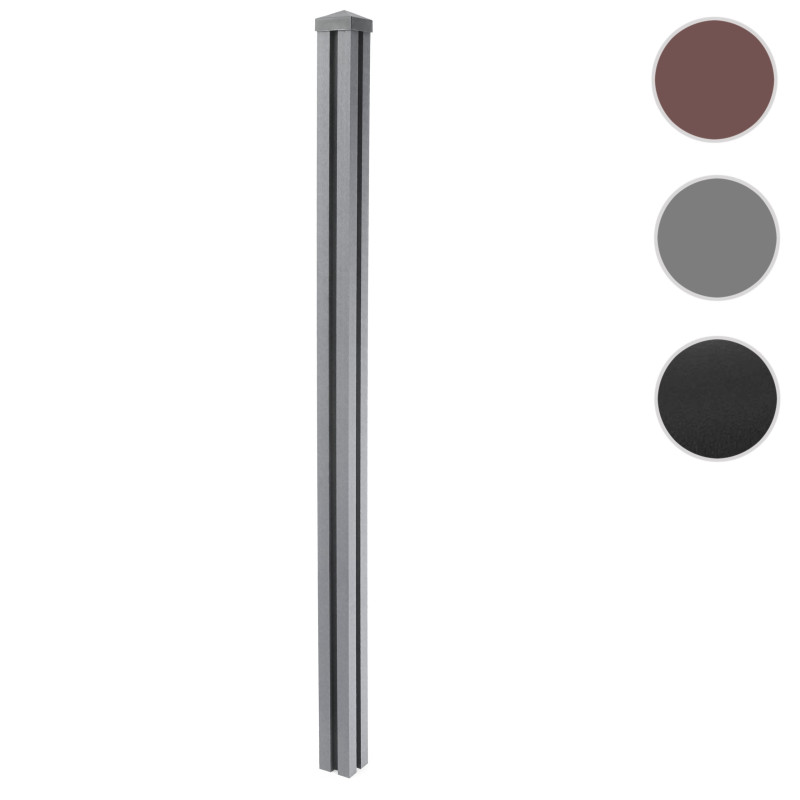 Poteau en WPC pour clôture Sarthe en WPC, pilier, système de connexion 1,88 - gris