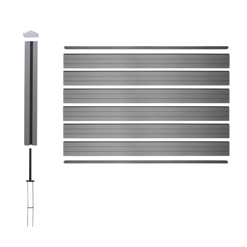 WPC pare-vue Sarthe, abat-vent, poteau en WPC - élément d'extension bas, 1,88m gris