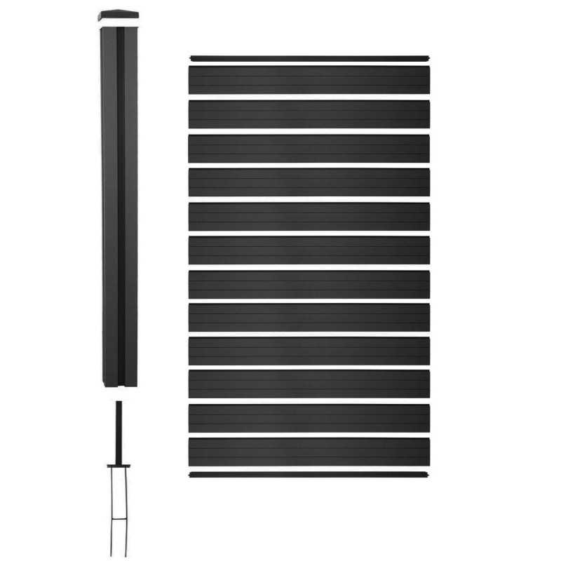 WPC pare-vue Sarthe, abat-vent, poteau en WPC - élément d'extension étroit, 0,98m anthracite