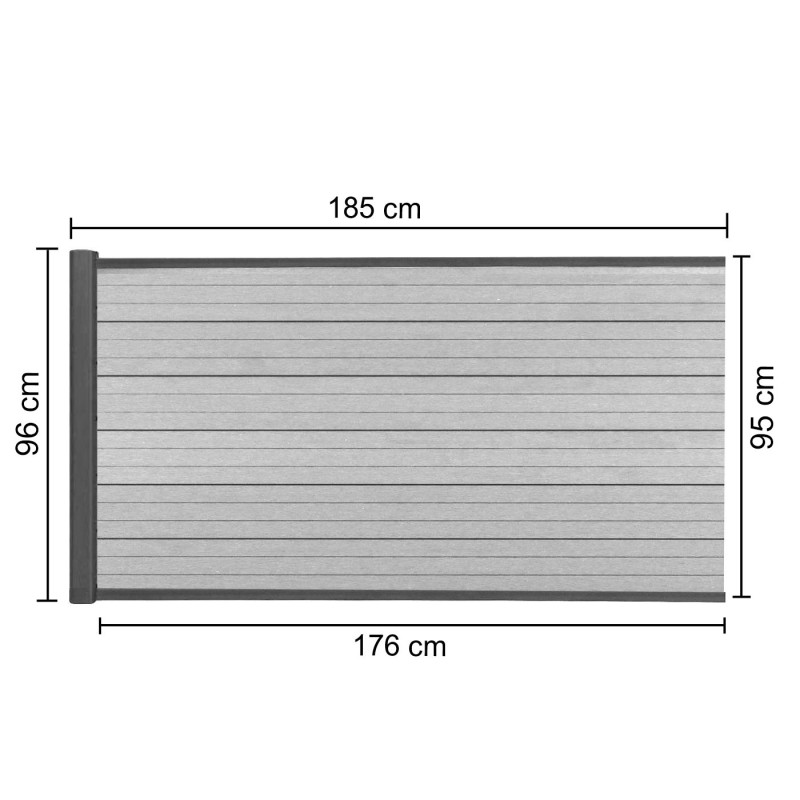 WPC pare-vue Sarthe, abat-vent, poteau en aluminium - élément d'extension bas, 1,85m anthracite