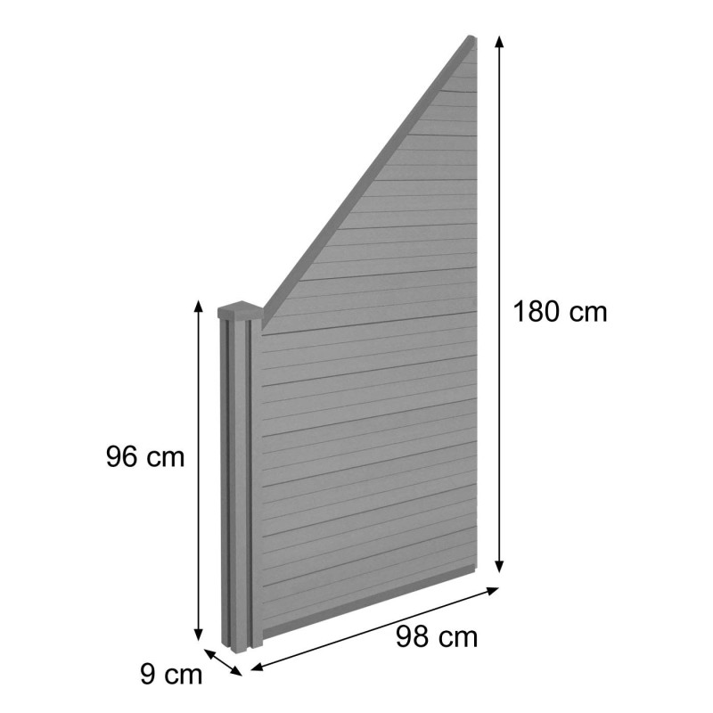 WPC pare-vue Sarthe, abat-vent, poteau en WPC - élément d'élargissement, biais à gauche, 0,98m, anthracite