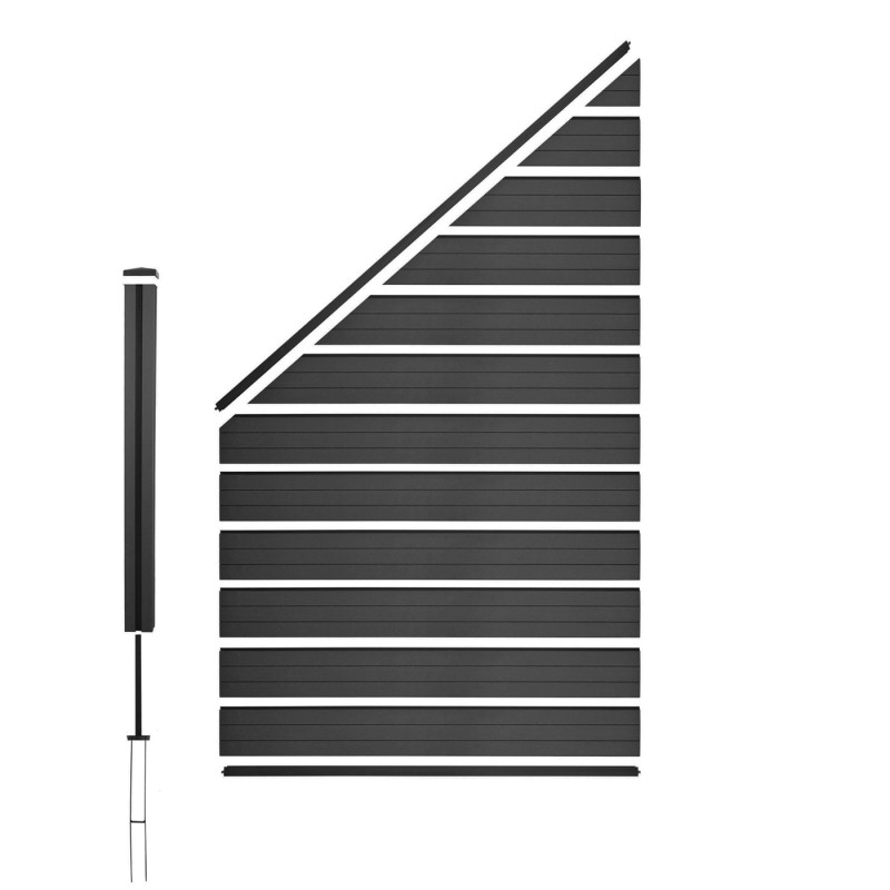 WPC pare-vue Sarthe, abat-vent, poteau en WPC - élément d'élargissement, biais à gauche, 0,98m, anthracite