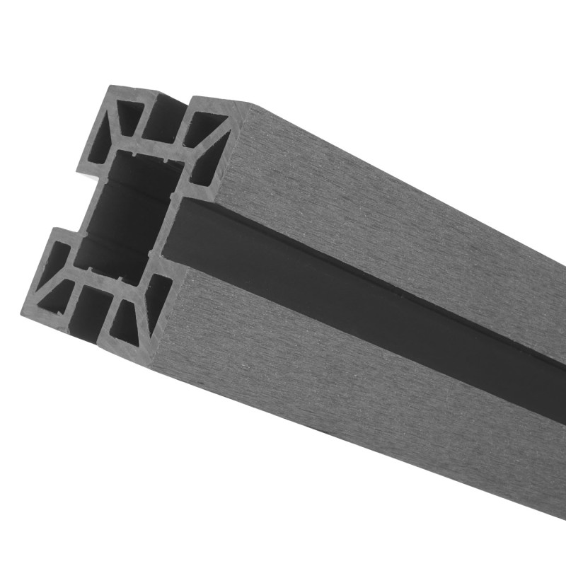 WPC pare-vue Sarthe, abat-vent, poteau en aluminium - élément d'extension biseauté vers gauche, 0,98m gris