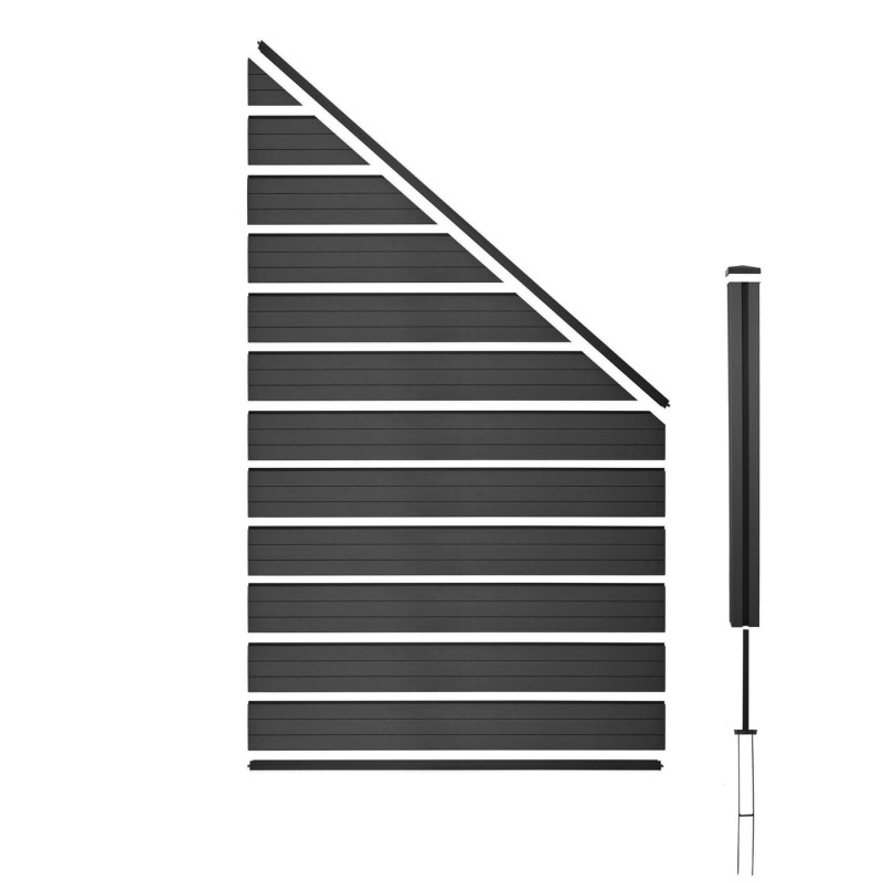 WPC pare-vue Sarthe, abat-vent, poteau en WPC - élément d'élargissement, biais à droite, 0,98m, anthracite