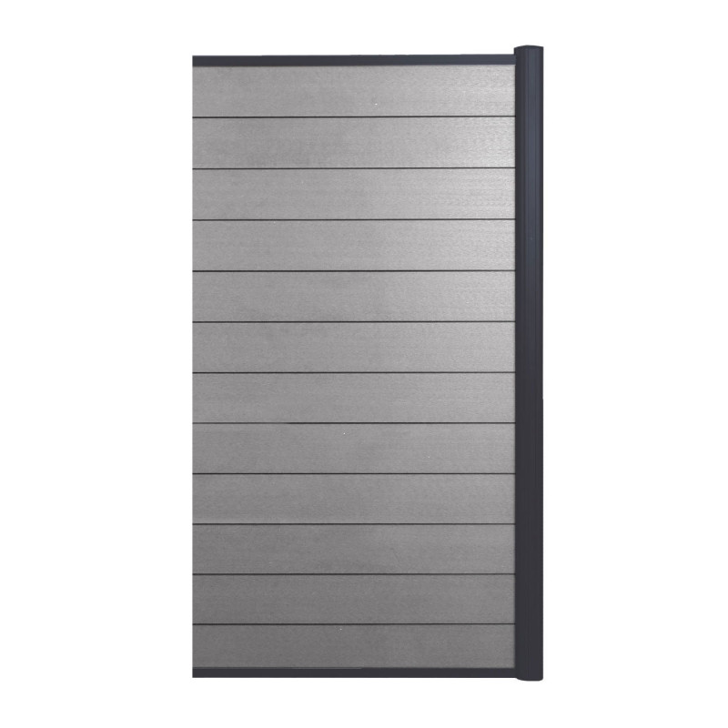 WPC pare-vue Sarthe, abat-vent, poteau en aluminium - élément d'extension étroit, 0,95m gris