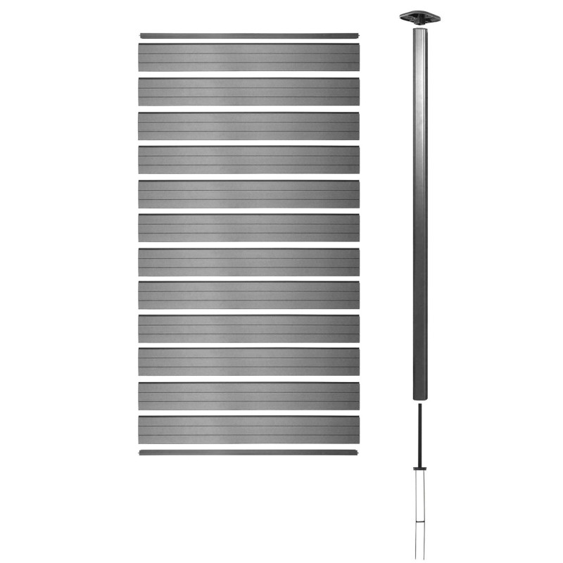 WPC pare-vue Sarthe, abat-vent, poteau en aluminium - élément d'extension étroit, 0,95m gris