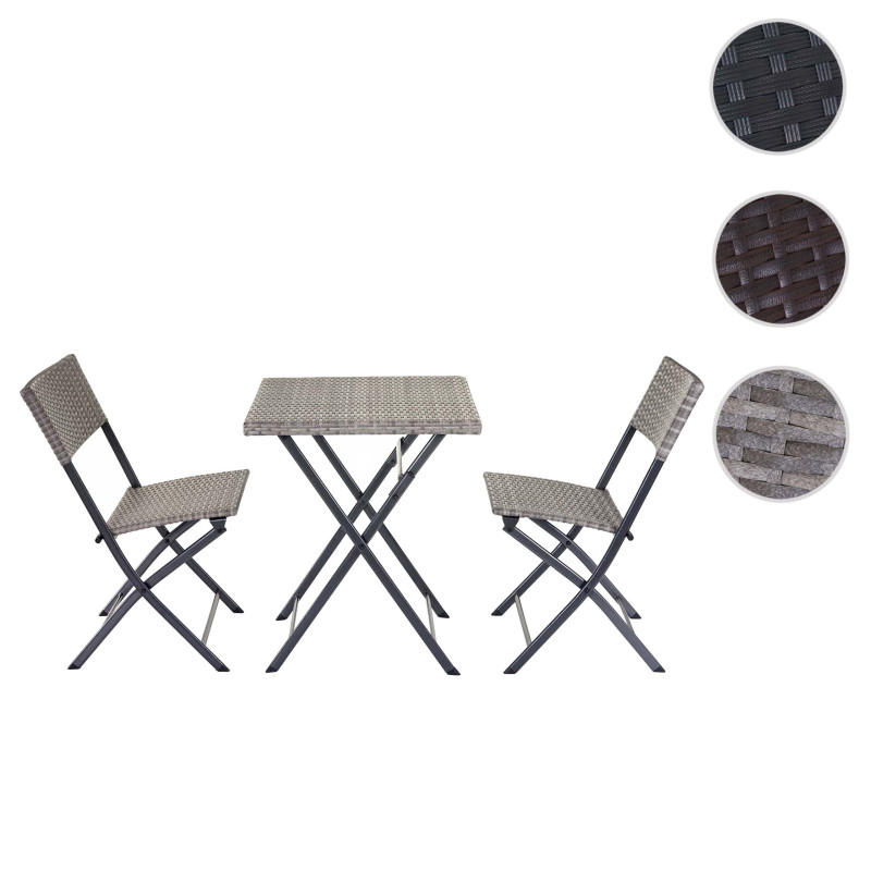 Ensemble de meubles en polyrotin pour balcon et jardin, pliable - gris