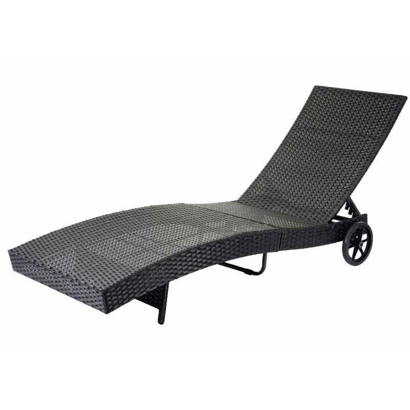 Chaise longue en polyrotin - anthracite, coussin gris foncé