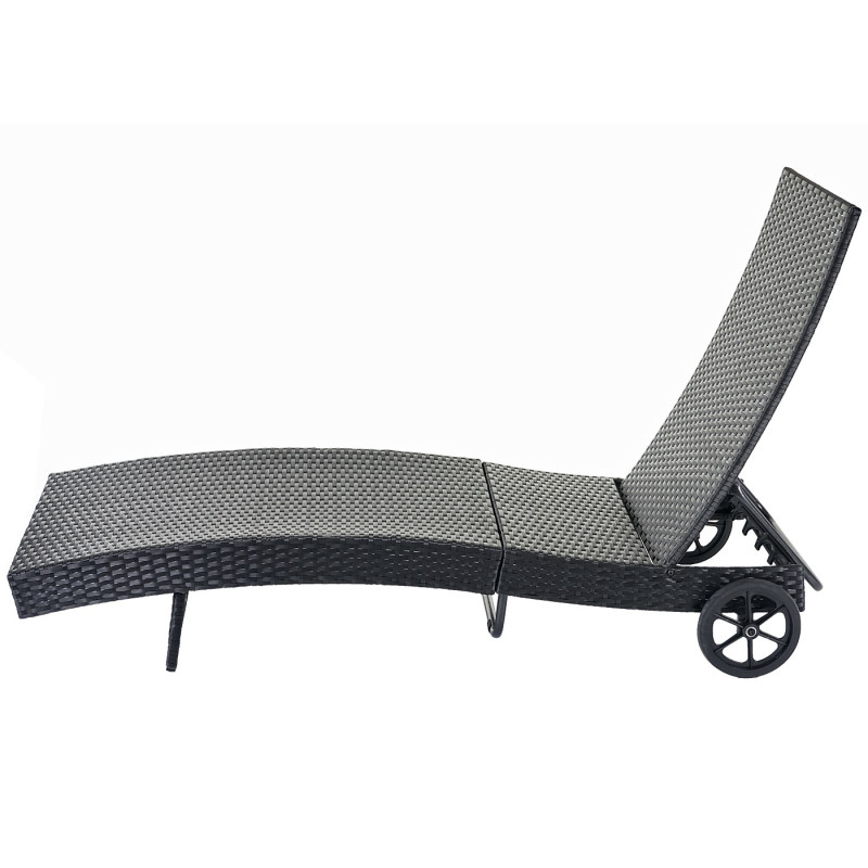 Chaise longue en polyrotin - anthracite, coussin gris foncé