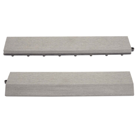 2x bande de rive pour dalle de sol WPC Rhone aspect bois balcon/patio - gris sans crochets