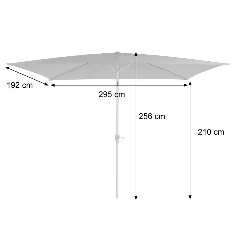 Parasol N 23, Parasol de jardin, 2x3m, rectangulaire, inclinable, Polyester/Alu 4,5kg - anthracite