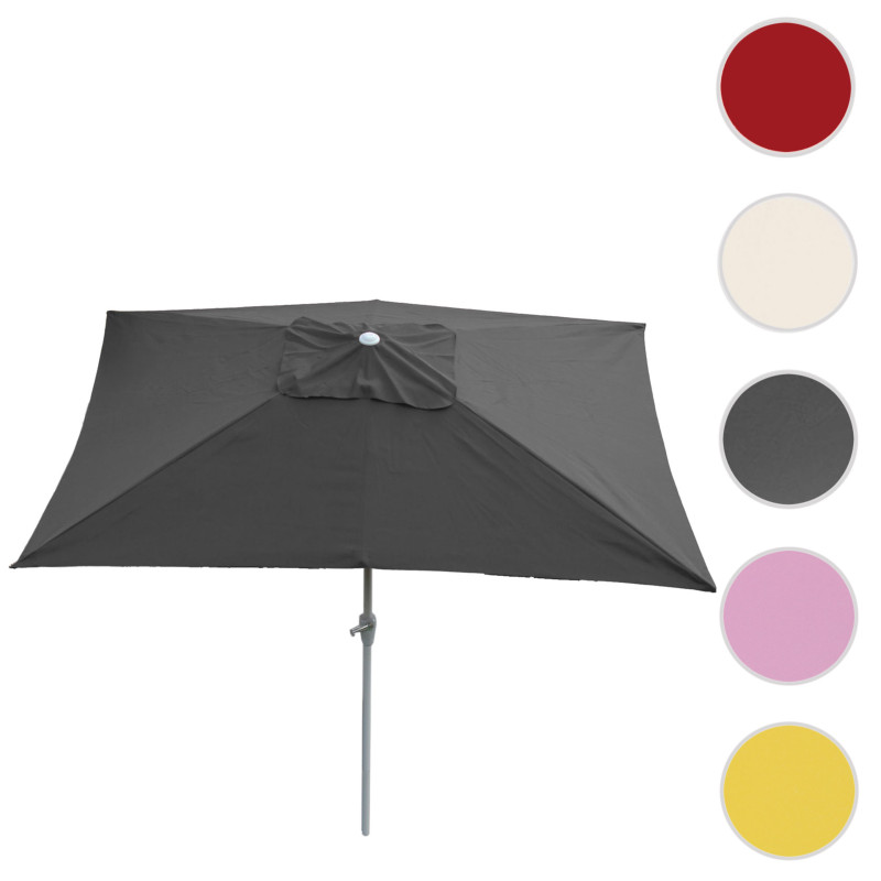 Parasol N 23, Parasol de jardin, 2x3m, rectangulaire, inclinable, Polyester/Alu 4,5kg - anthracite