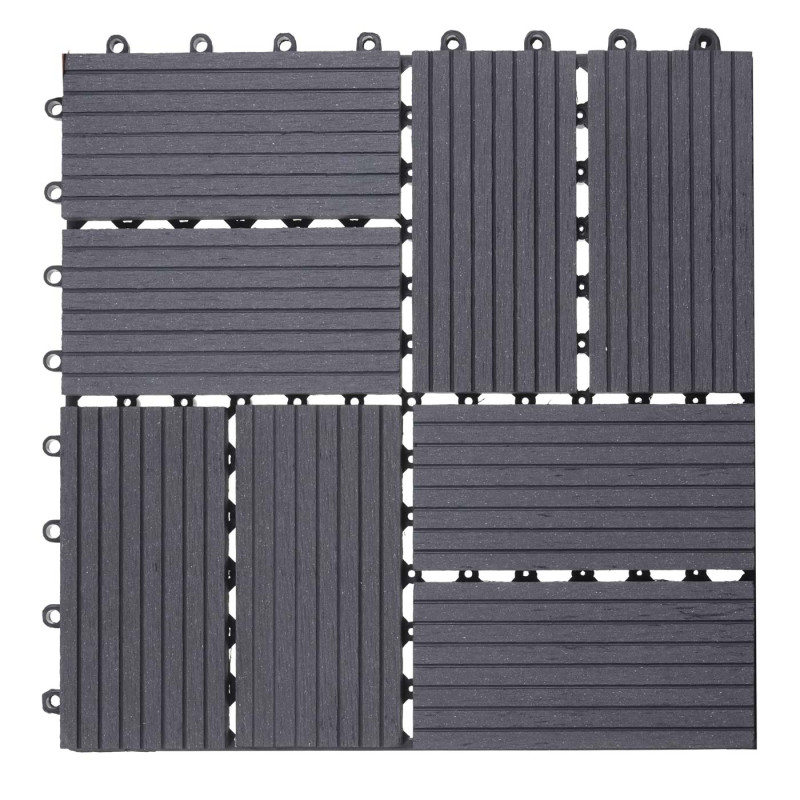 Carreaux en WPC Rhone, aspect bois pour terrasse,11 carreaux à 30x30cm1m² - Premium, anthracite rectangulaire