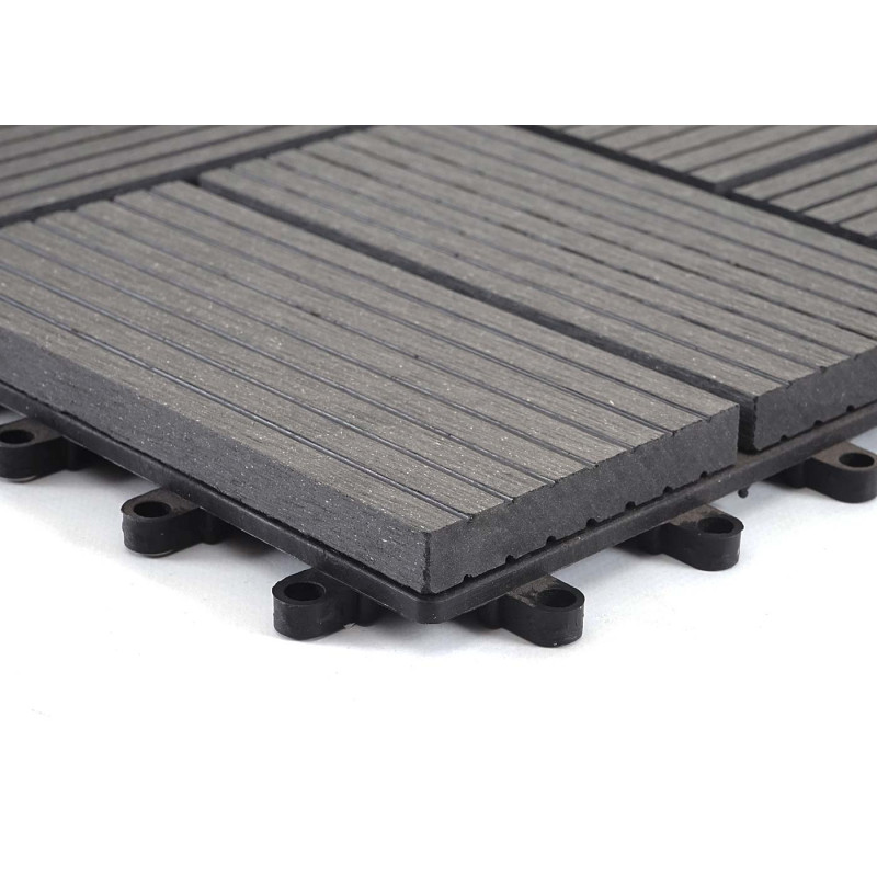 Carreaux en WPC Rhone, aspect bois pour terrasse,11 carreaux à 30x30cm1m² - Premium, anthracite rectangulaire