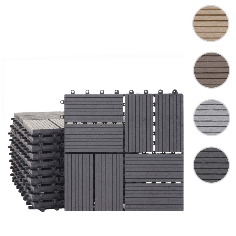 Carreaux en WPC Rhone, aspect bois pour terrasse,11 carreaux à 30x30cm1m² - Premium, anthracite rectangulaire