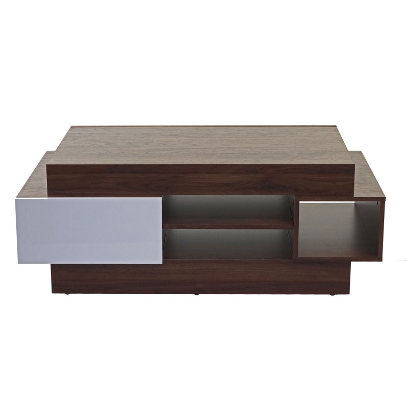 Table basse de salon table d'appoint, structure 3D, aspect noix, poli fin 46x120x60cm