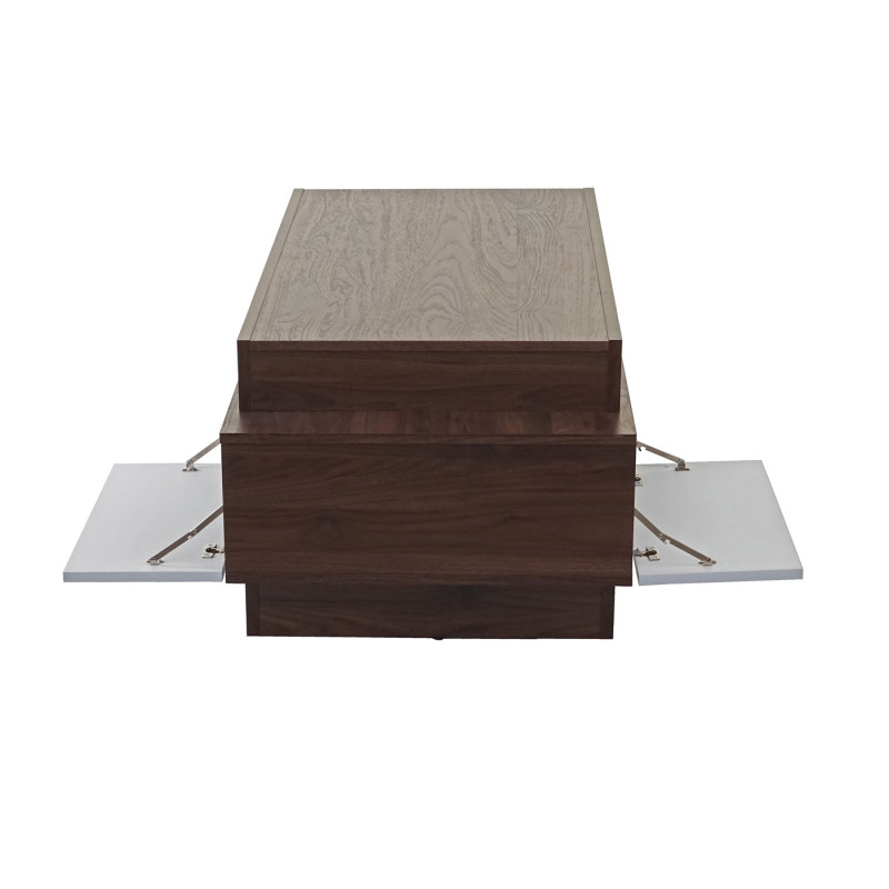 Table basse de salon table d'appoint, structure 3D, aspect noix, poli fin 46x120x60cm