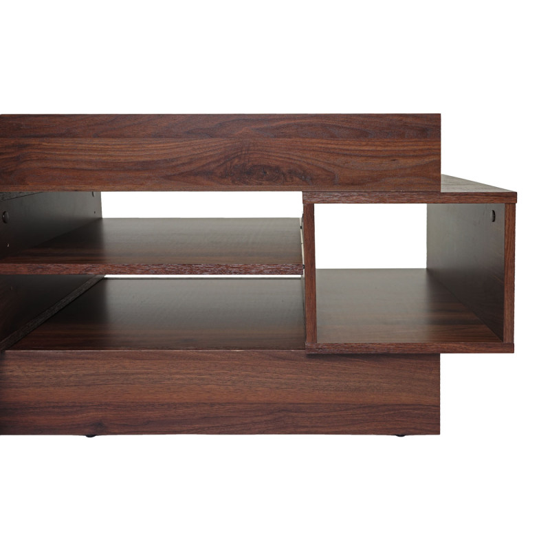 Table basse de salon table d'appoint, structure 3D, aspect noix, poli fin 46x120x60cm