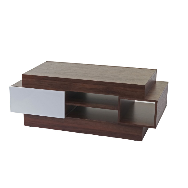 Table basse de salon table d'appoint, structure 3D, aspect noix, poli fin 46x120x60cm