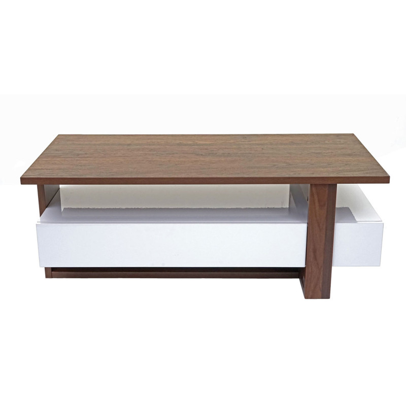 Table basse de salon table d'appoint, structure 3D, aspect noix, poli fin 46x120x60cm