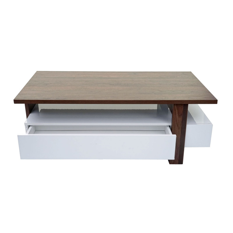 Table basse de salon table d'appoint, structure 3D, aspect noix, poli fin 46x120x60cm