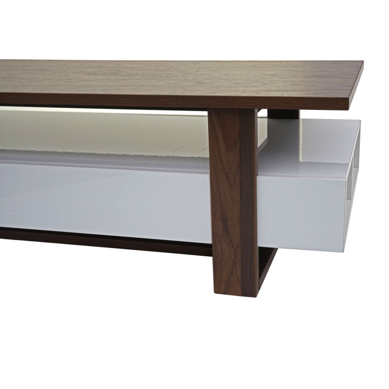 Table basse de salon table d'appoint, structure 3D, aspect noix, poli fin 46x120x60cm