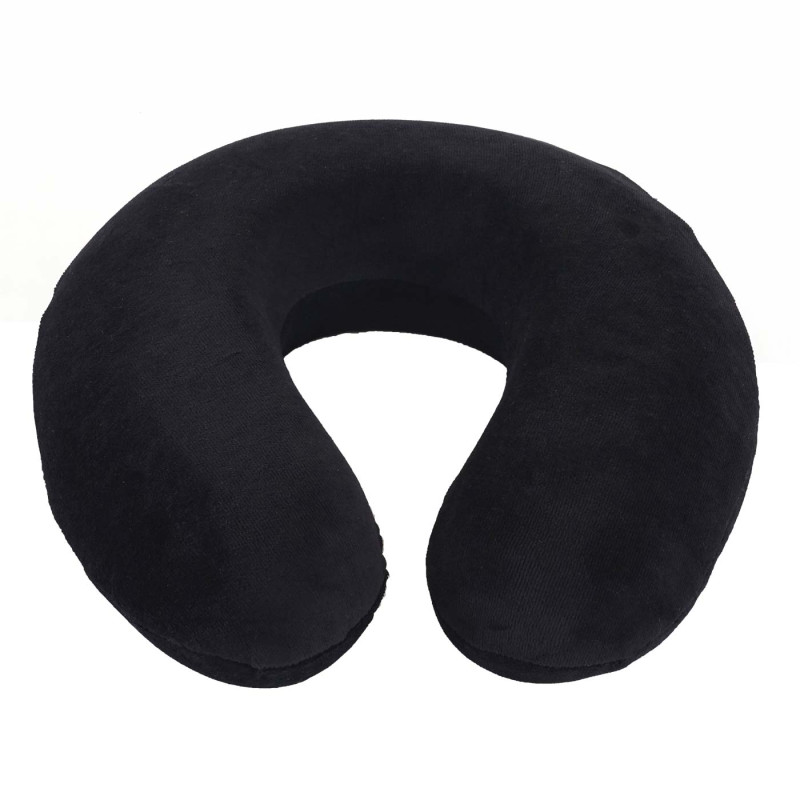 Coussin de nuque croissant, appui-tête, oreiller de voyage, mousse memory - velours noir