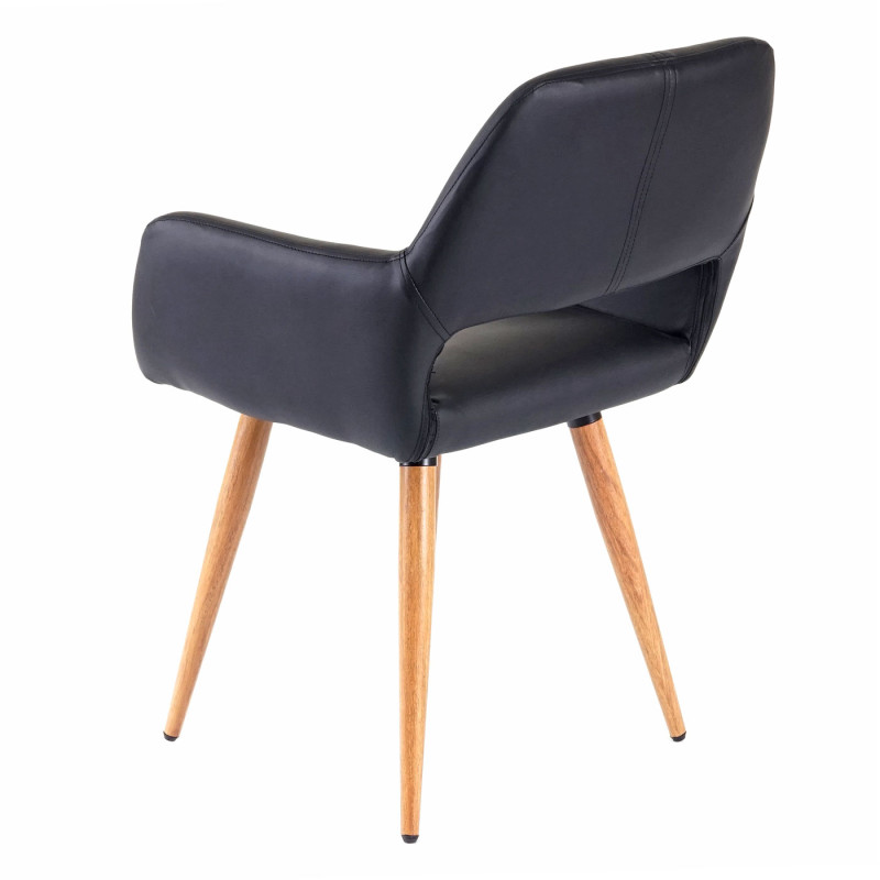 2x chaise de salle à manger II, fauteuil, style rétro années 50 - simillicuir, noir