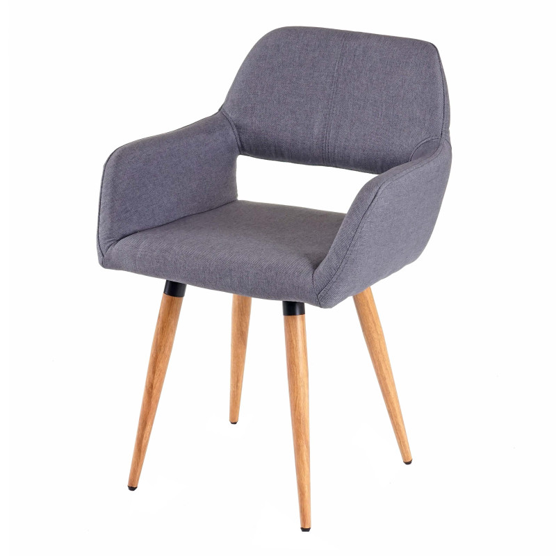 2x chaise de salle à manger II, fauteuil, style rétro années 50 - tissu, gris foncé