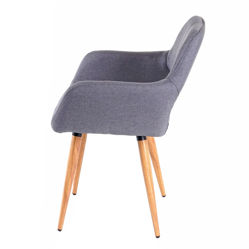 2x chaise de salle à manger II, fauteuil, style rétro années 50 - tissu, gris foncé