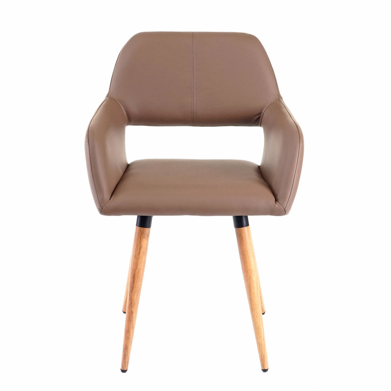 2x chaise de salle à manger II, fauteuil, style rétro années 50 - simillicuir, couleur taupe