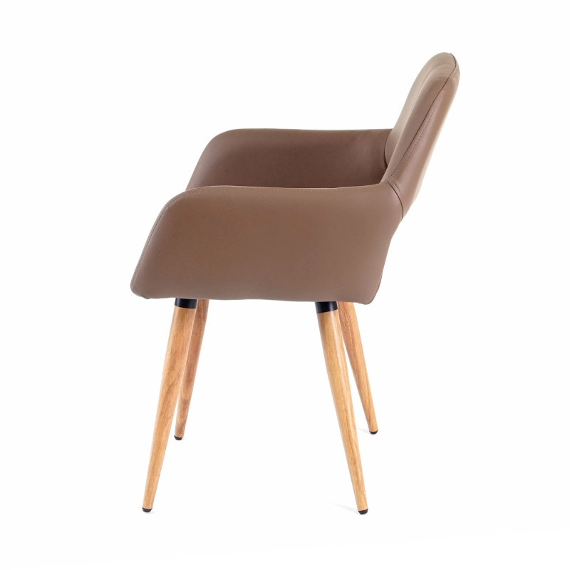 2x chaise de salle à manger II, fauteuil, style rétro années 50 - simillicuir, couleur taupe