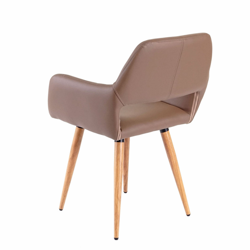 2x chaise de salle à manger II, fauteuil, style rétro années 50 - simillicuir, couleur taupe